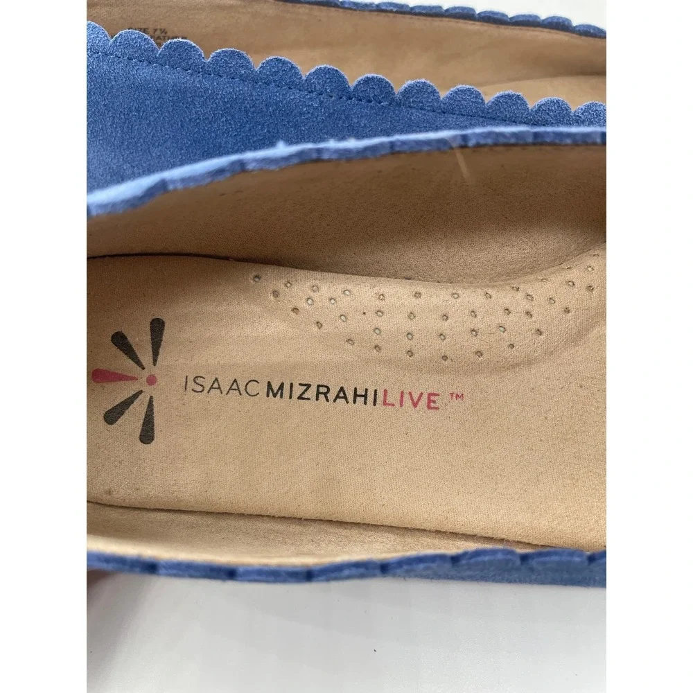 Isaac Mizrahi Live Womens Blue Suede Scalloped Espadrille Flats Size 7.5 M